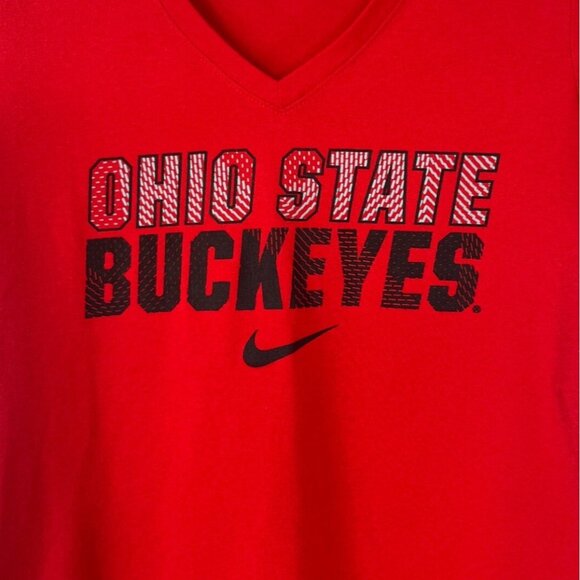 Nike Dri Fit Ohio State Buckeyes Tshirt Womens Small Red NCAA Fan Wear - Picture 5 of 8